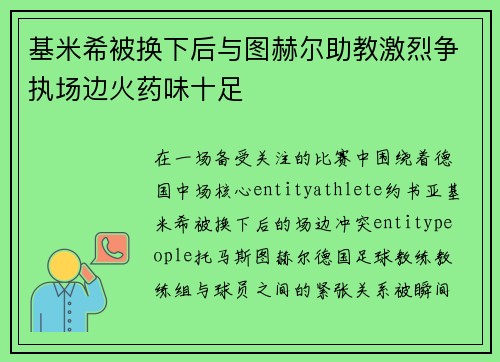 基米希被换下后与图赫尔助教激烈争执场边火药味十足